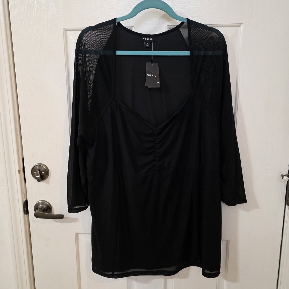 Torrid Black Sheer Sleeve Top
